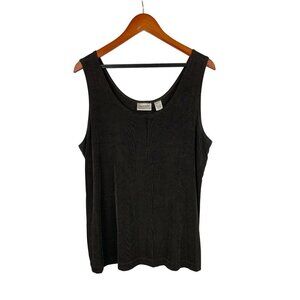 Chicos Travelers Sleeveless Black Top Size 3 Acetate/Nylon Womens